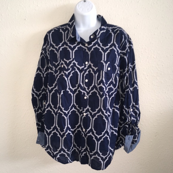 St Johns Bay Navy Blue Blouse - Picture 3 of 6